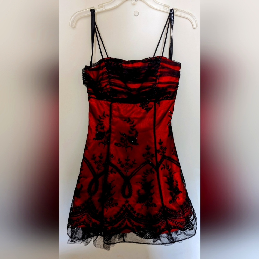 Red Dress with Black Lace